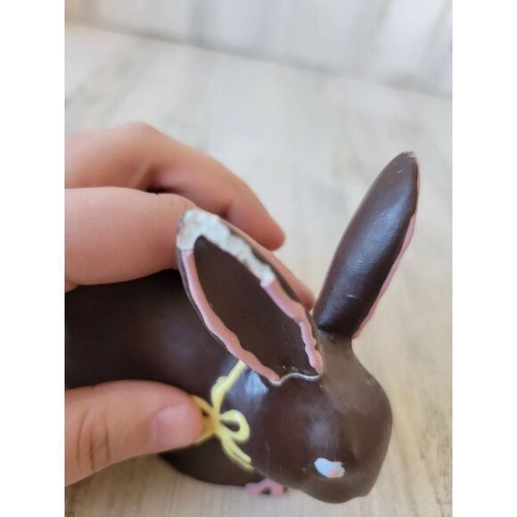 Ceramic AS IS brown bunny rabbit Easter figure - Picture 3 of 8